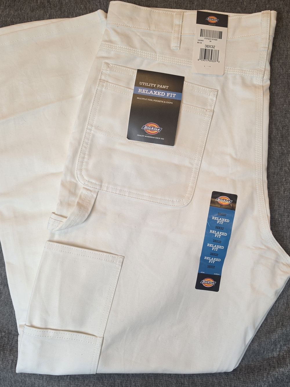 Dickies Men’s Relaxed Fit Utility Jeans 38x32 White Outdoor Streetwear Gorpcore
